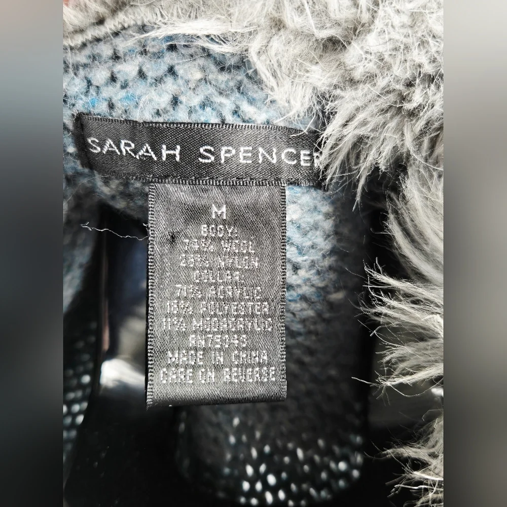 Y2K Wool Faux Fur Lined Soft Grunge‎ Sarah Spencer Cardigan, Medium